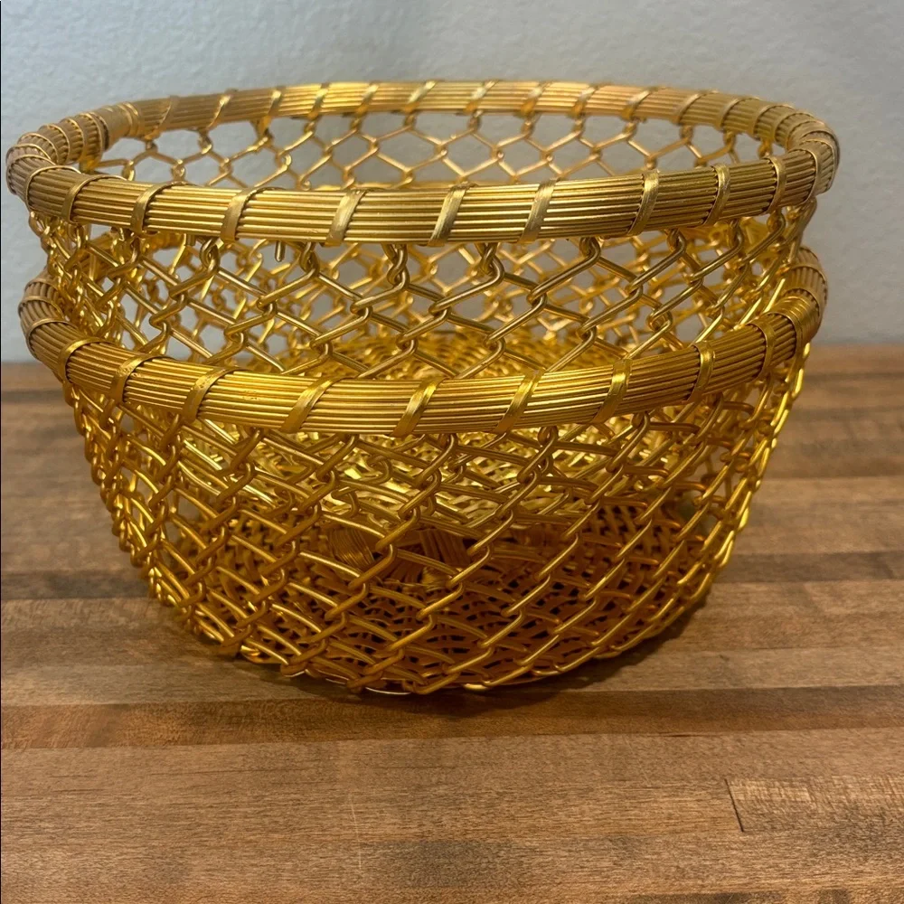 MCM ~ Gold Decorative Woven Metal Bowl Set - Vintage - Picture 3 of 12